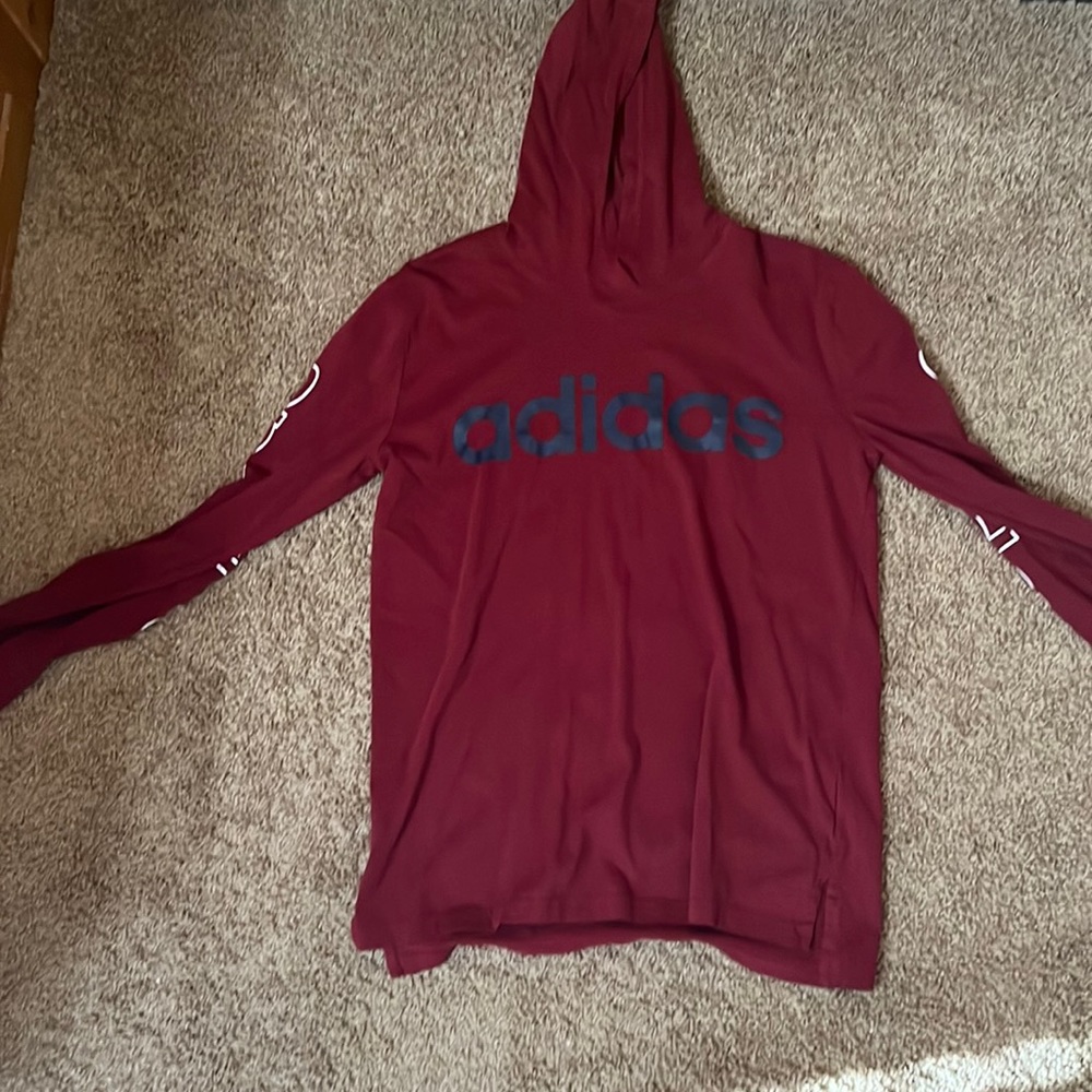 Adidas youth, large, longsleeve, hooded T-shirt